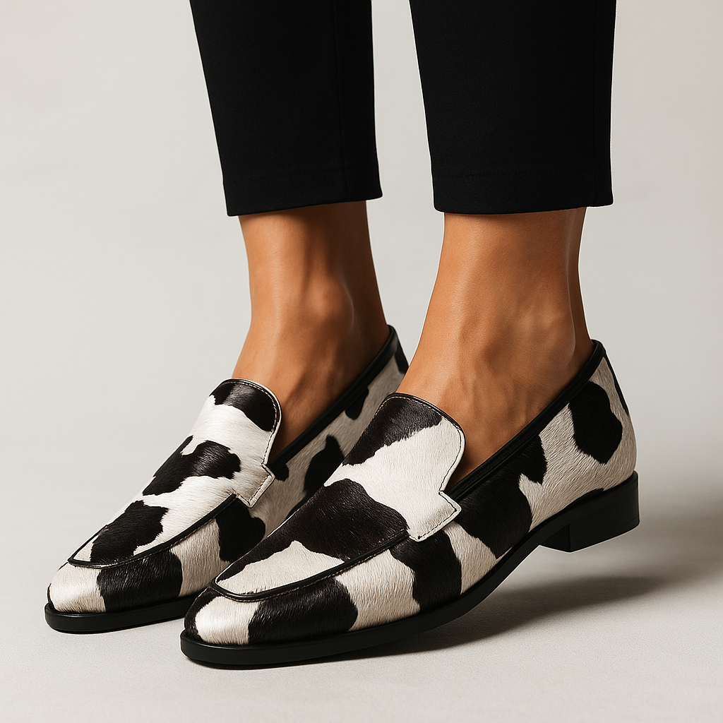 Margot | Cow Print Slip-On Loafer