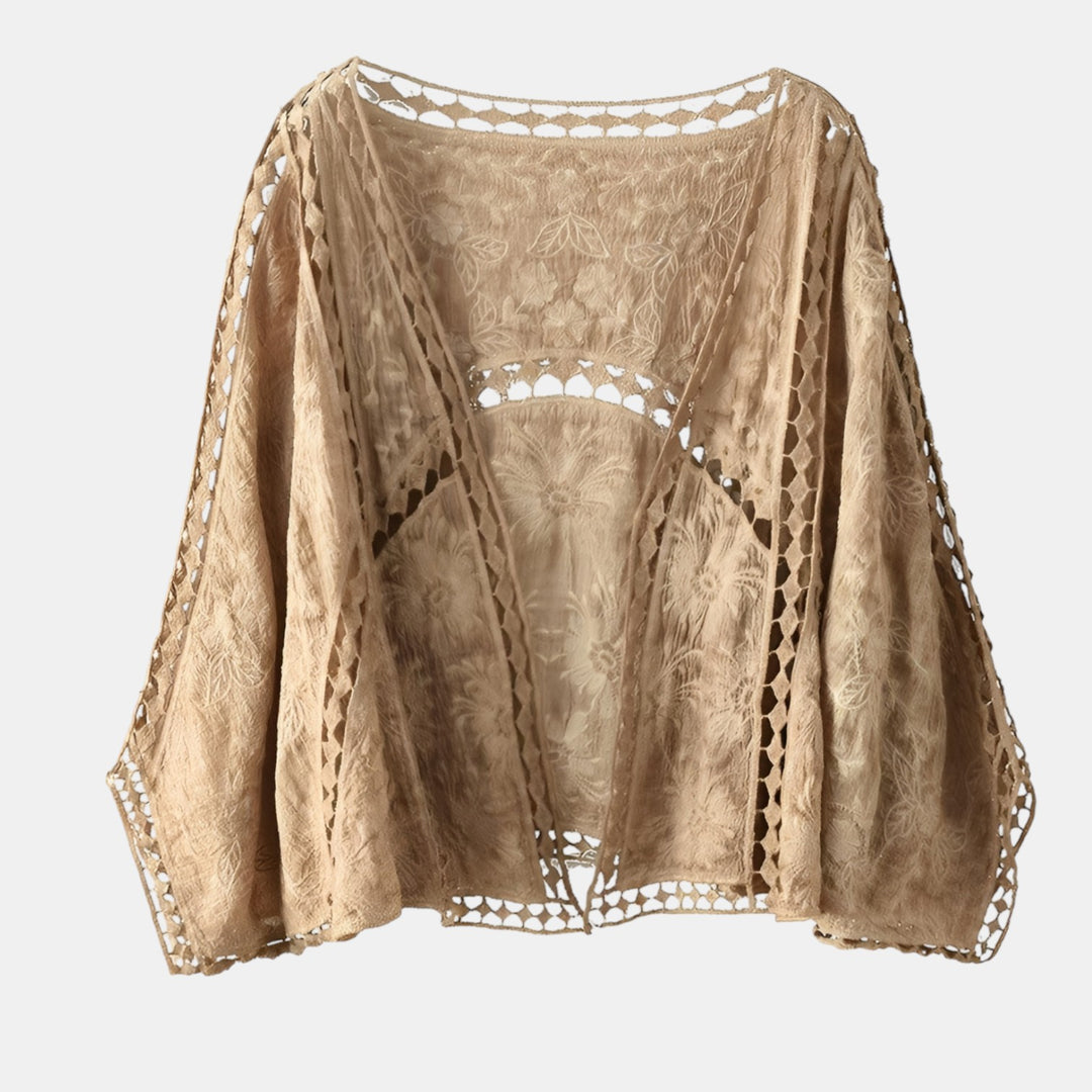 Maelys | Hollow-Out Knit Open Front Cropped Cardigan