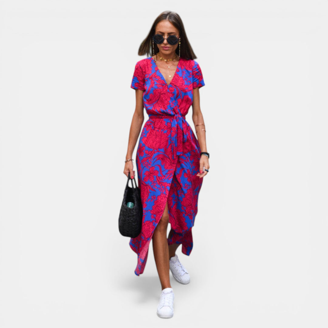 Margaret | Short Sleeve Wrap Midi Dress