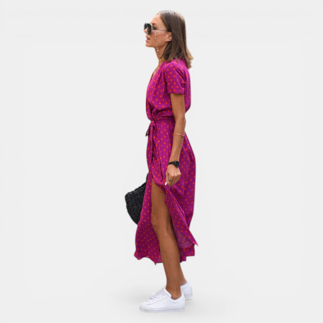 Margaret | Short Sleeve Wrap Midi Dress