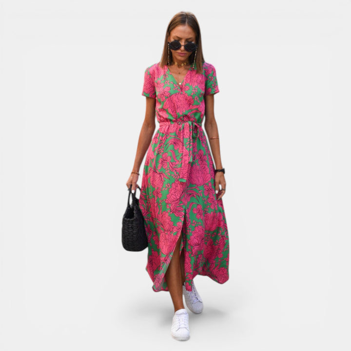 Margaret | Short Sleeve Wrap Midi Dress