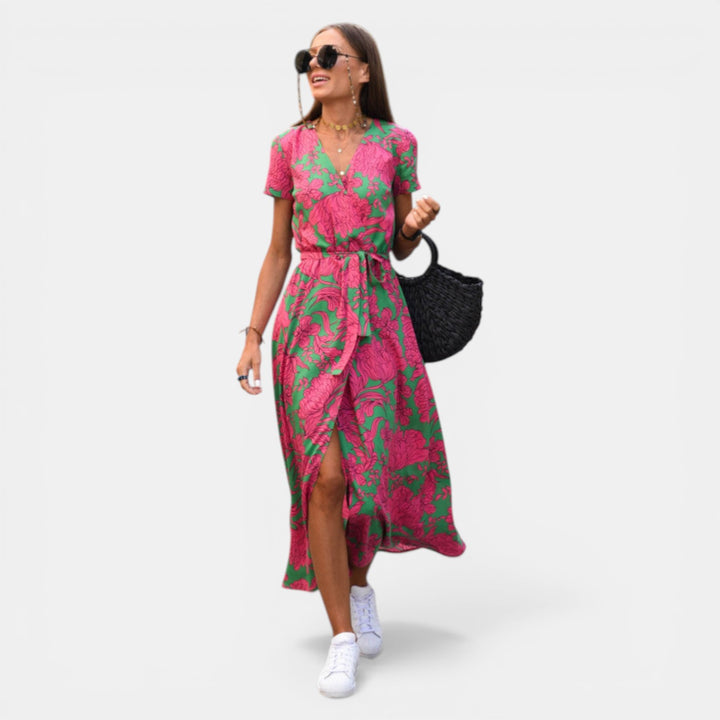 Margaret | Short Sleeve Wrap Midi Dress