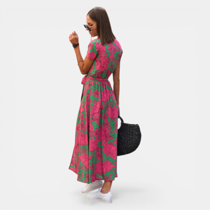 Margaret | Short Sleeve Wrap Midi Dress