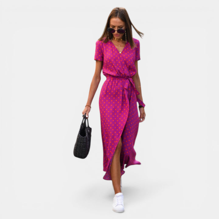 Margaret | Short Sleeve Wrap Midi Dress