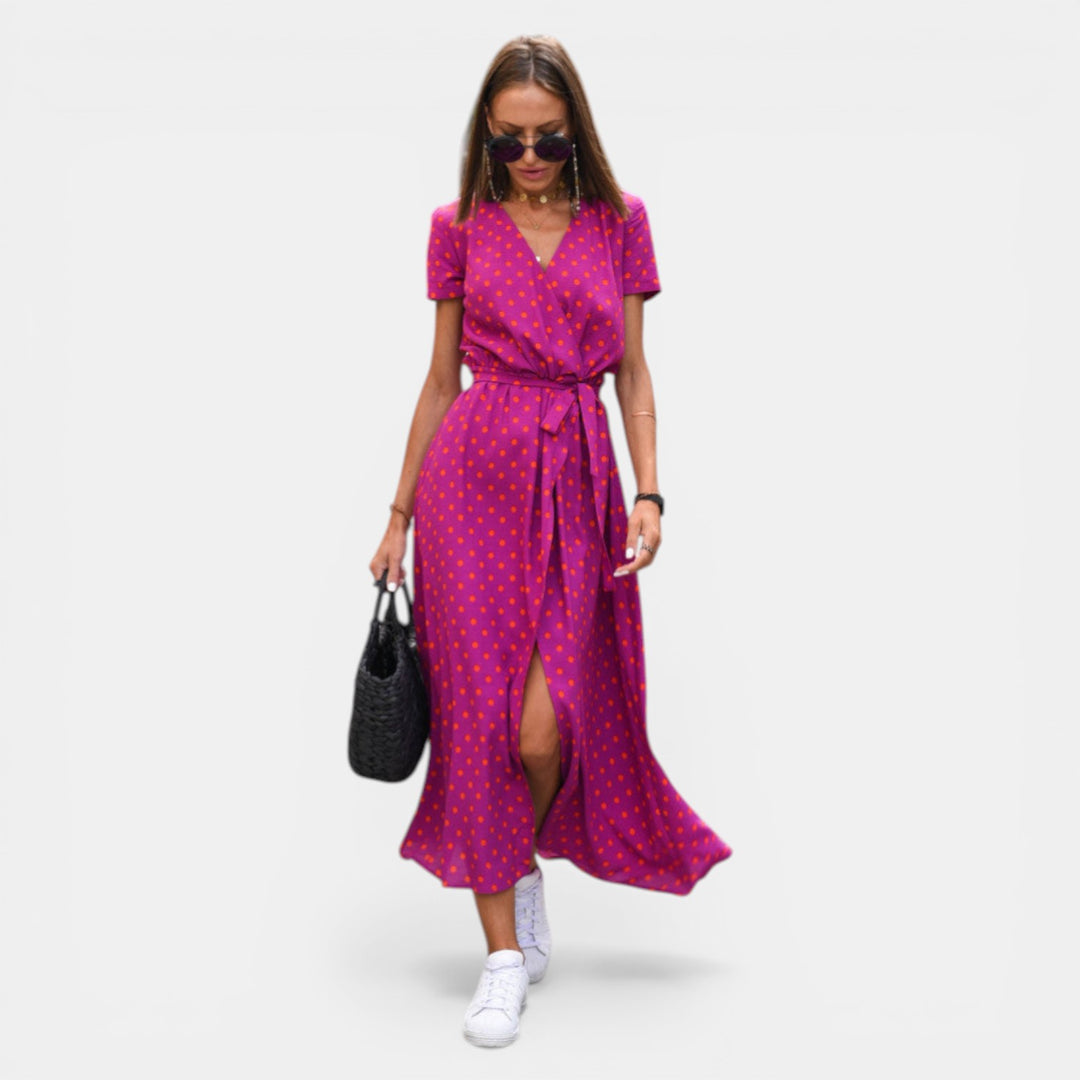 Margaret | Short Sleeve Wrap Midi Dress