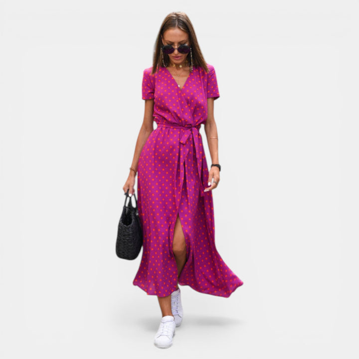 Margaret | Short Sleeve Wrap Midi Dress