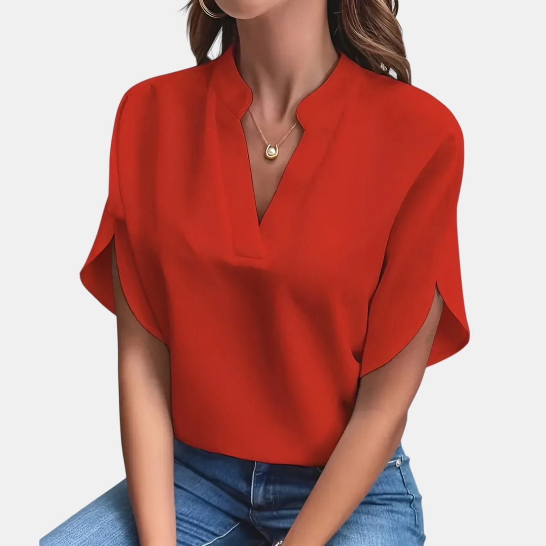 Cynthia | V-Notch Split Sleeve Blouse