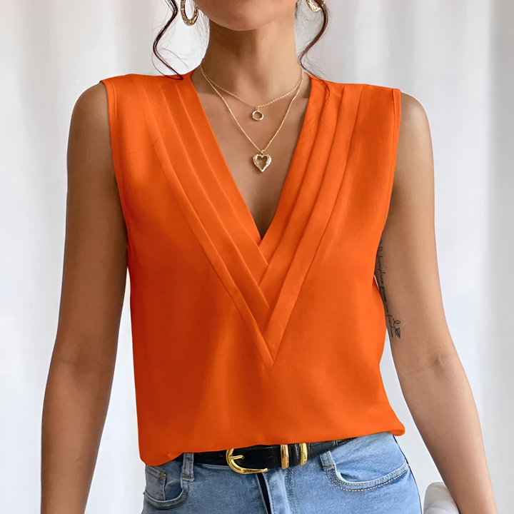 Donna | Surplice V-Neck Sleeveless Blouse