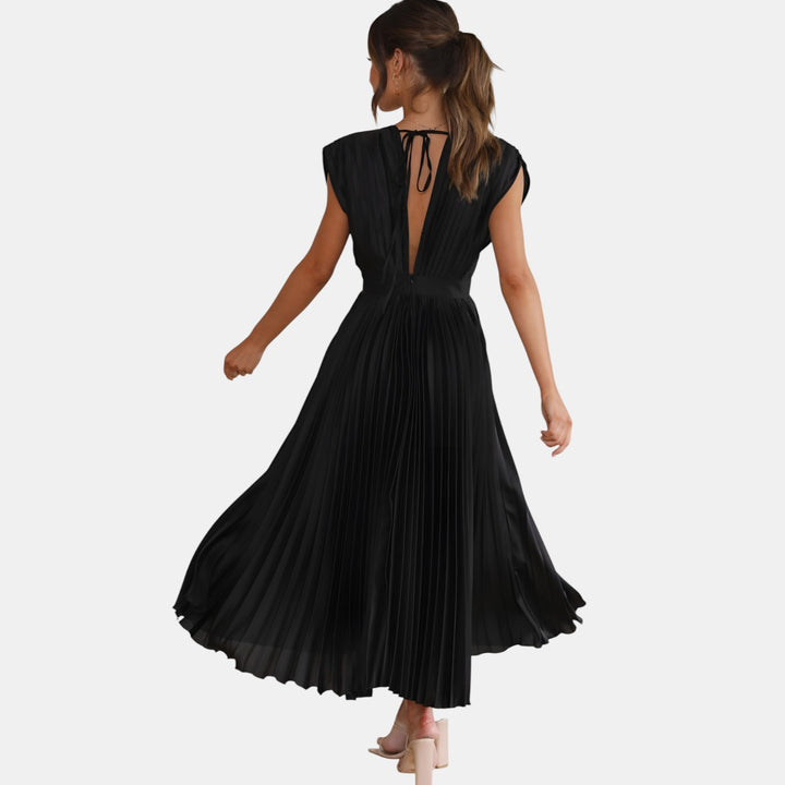 Winifred | Pleated V-Neck Maxi Dress