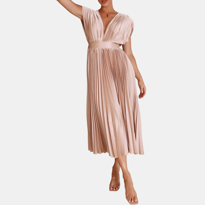 Winifred | Pleated V-Neck Maxi Dress