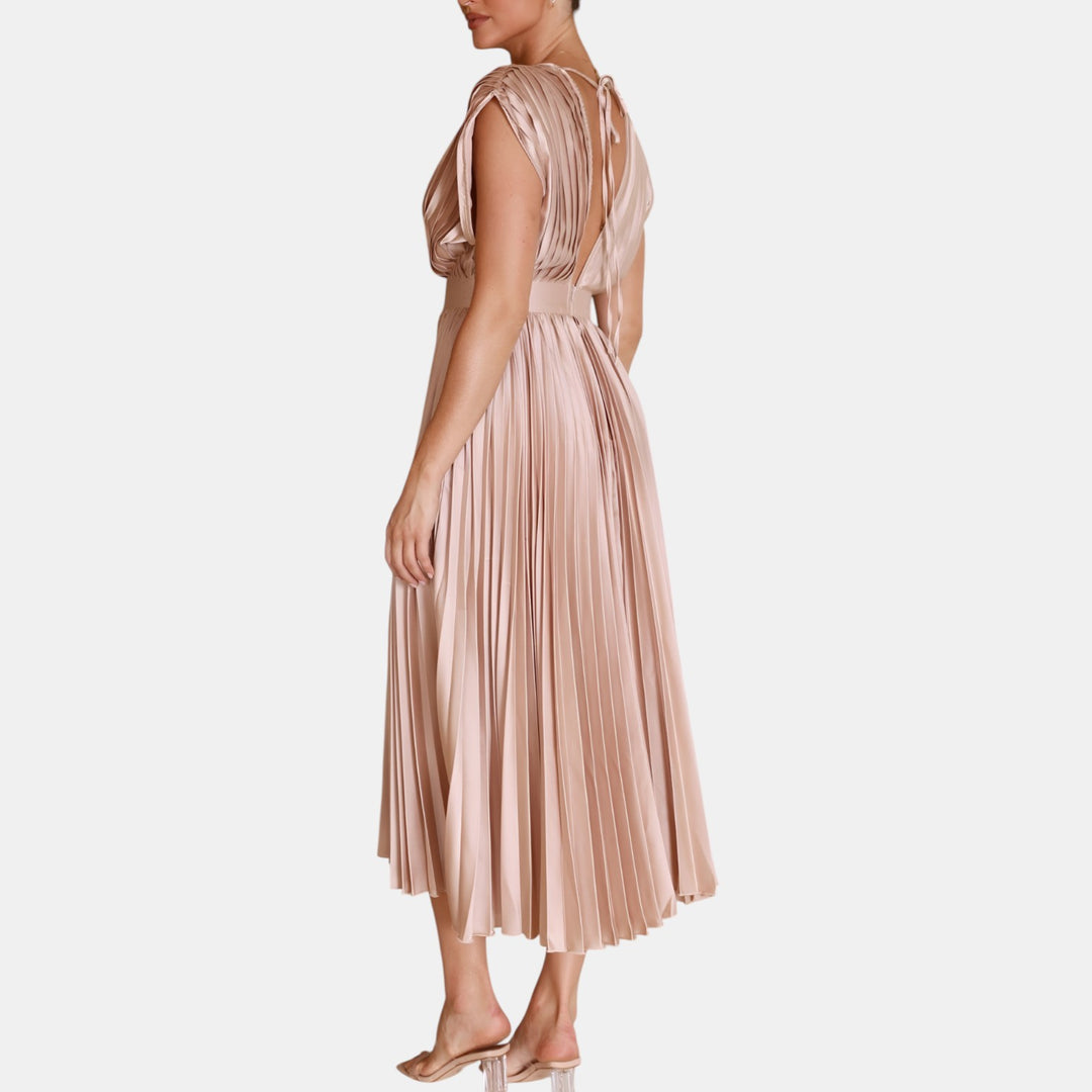 Winifred | Pleated V-Neck Maxi Dress