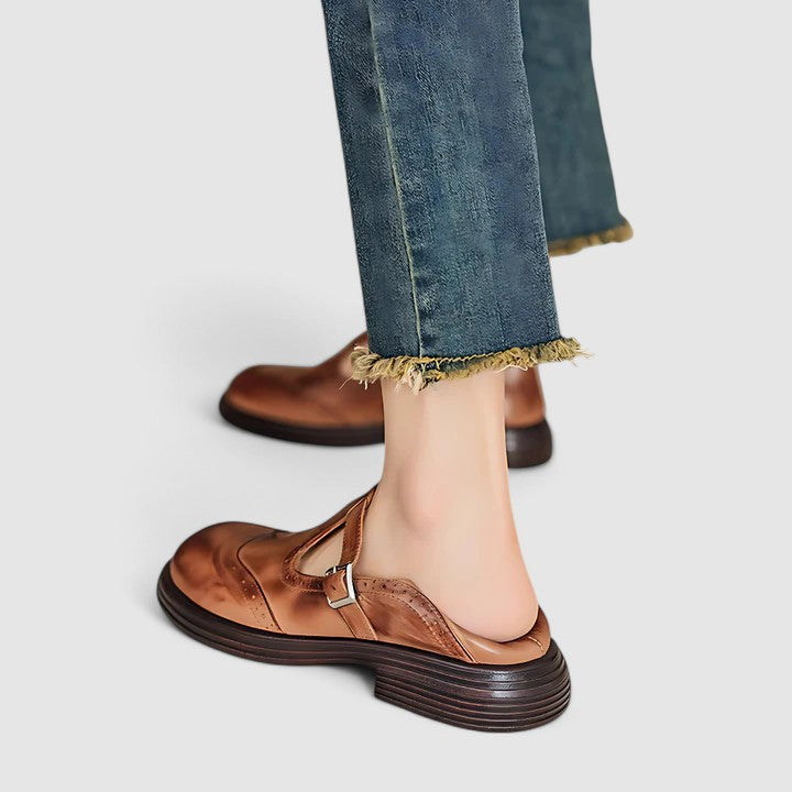 Miriam | Brogue Mary Jane Block Heel Shoe