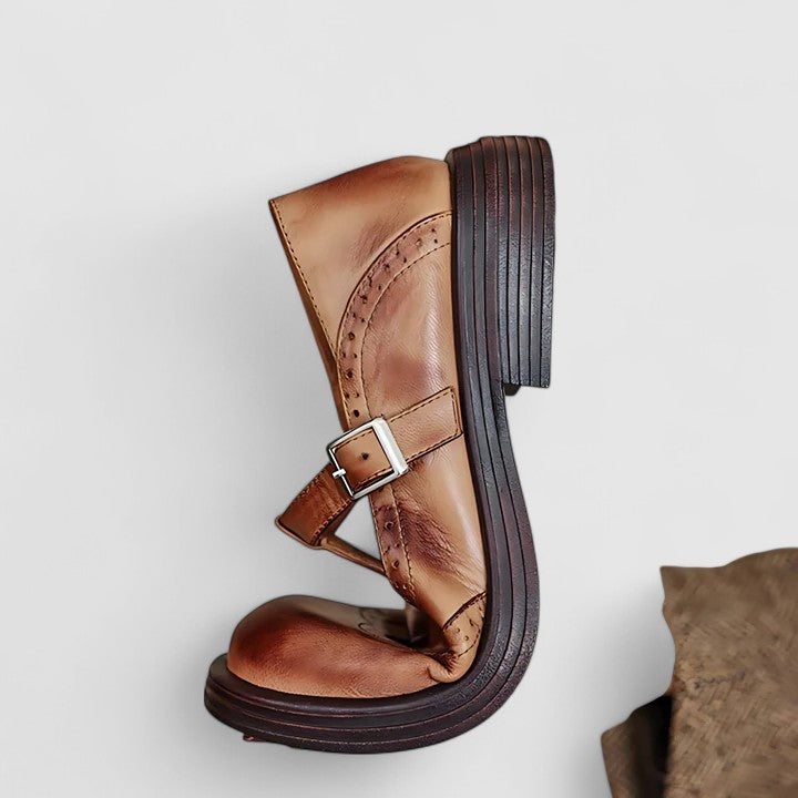 Miriam | Brogue Mary Jane Block Heel Shoe