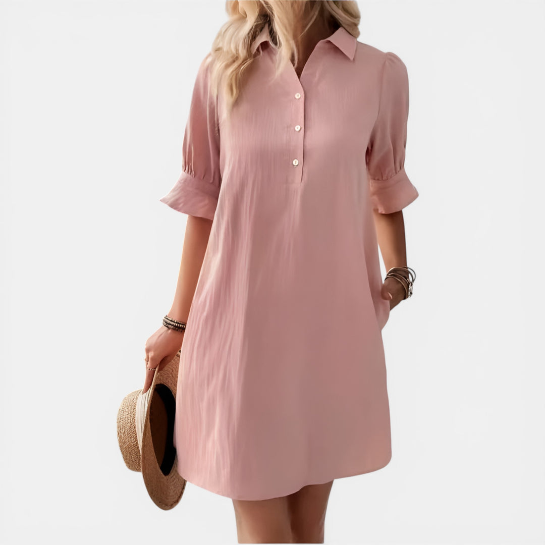 Leonora | Collared Button-Down Mini Dress