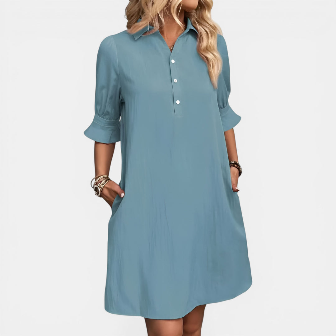 Leonora | Collared Button-Down Mini Dress