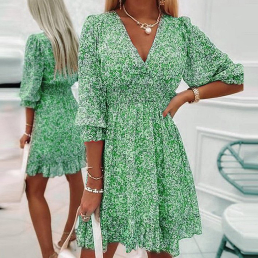 Rosanne | Floral Mini Dress with Empire Waist and Ruffle Hem