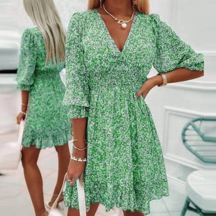 Rosanne | Floral Mini Dress with Empire Waist and Ruffle Hem