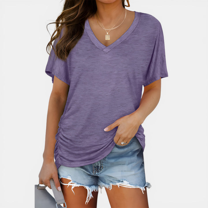 Janet | V-Neck Short Sleeve Loose Top