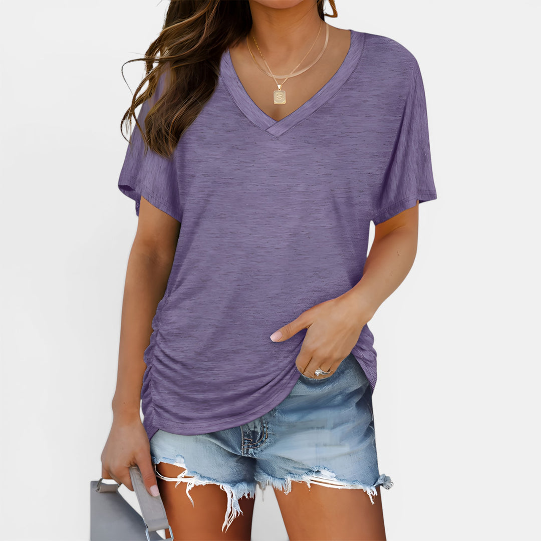 Janet | V-Neck Short Sleeve Loose Top