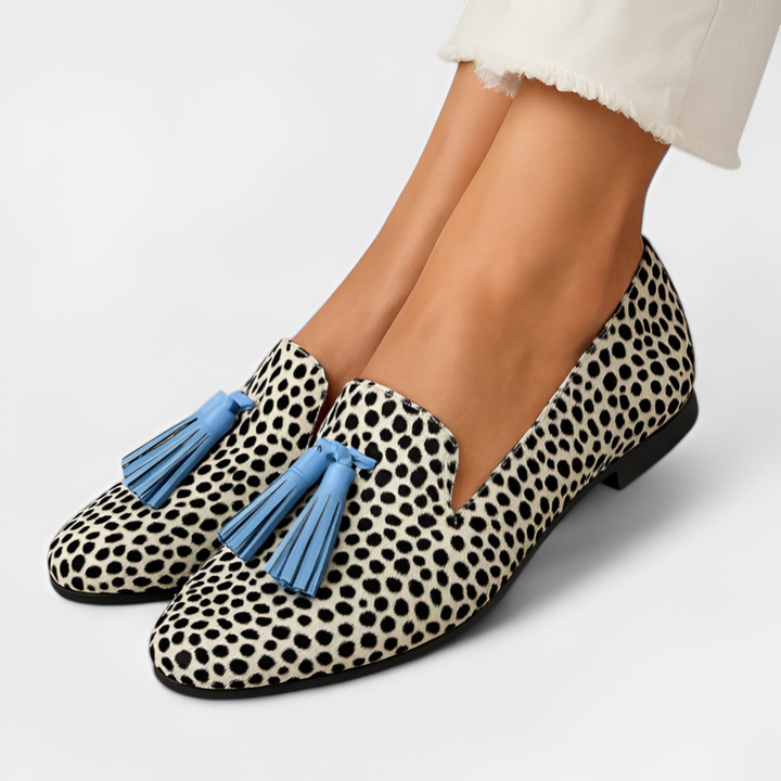 Roberta | Rounded Toe Slip-On Loafer with Double Tassel Detail