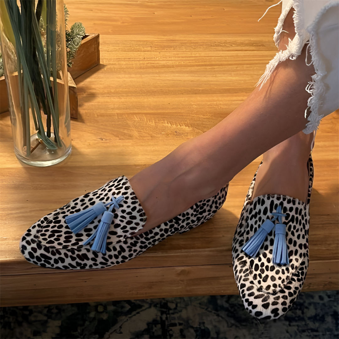 Roberta | Rounded Toe Slip-On Loafer with Double Tassel Detail