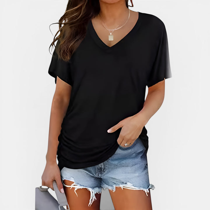 Janet | V-Neck Short Sleeve Loose Top