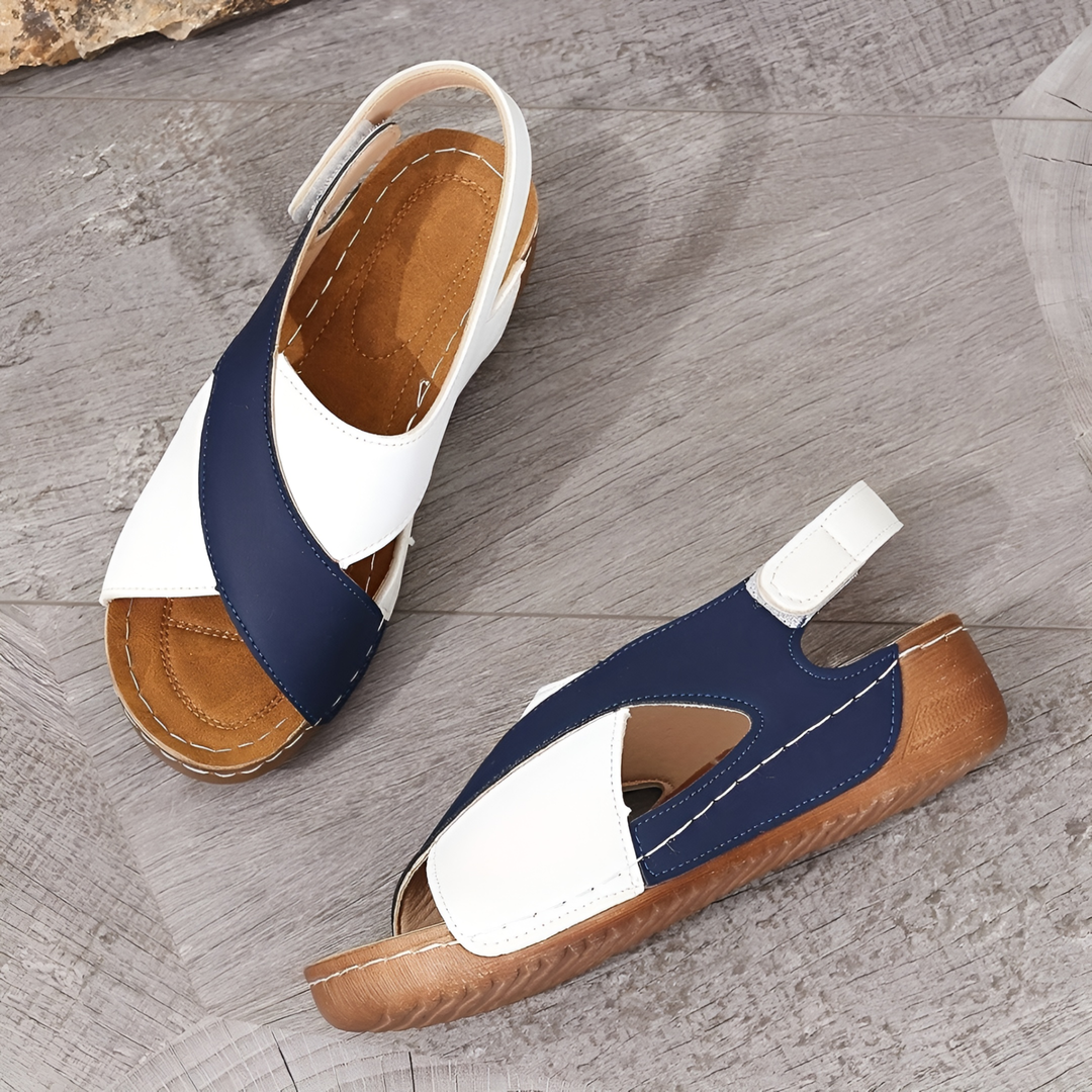 Celeste | Crisscross Strap Wedge Slingback Sandal