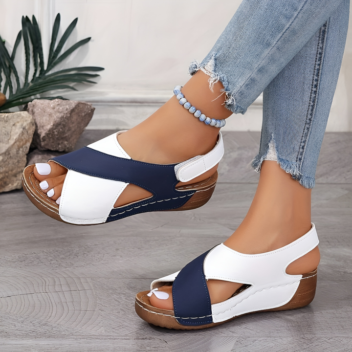 Celeste | Crisscross Strap Wedge Slingback Sandal