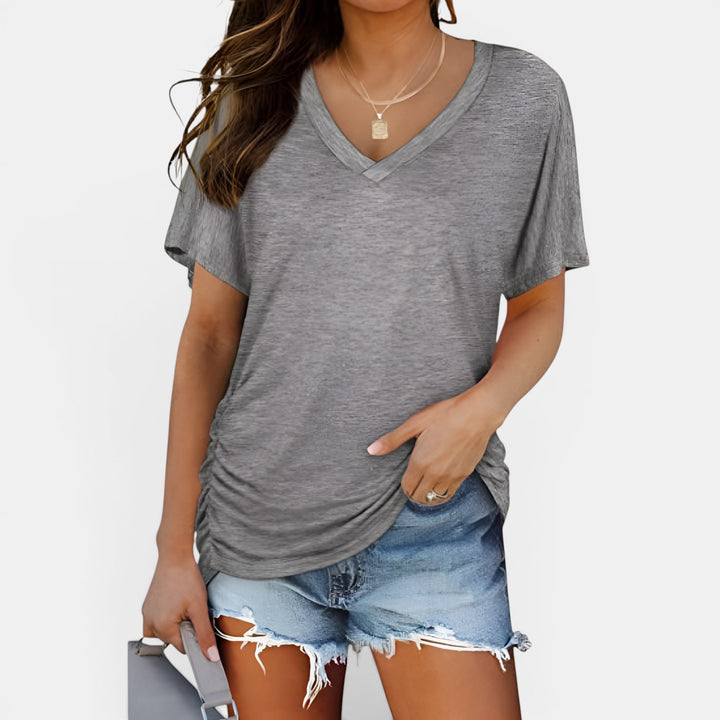 Janet | V-Neck Short Sleeve Loose Top