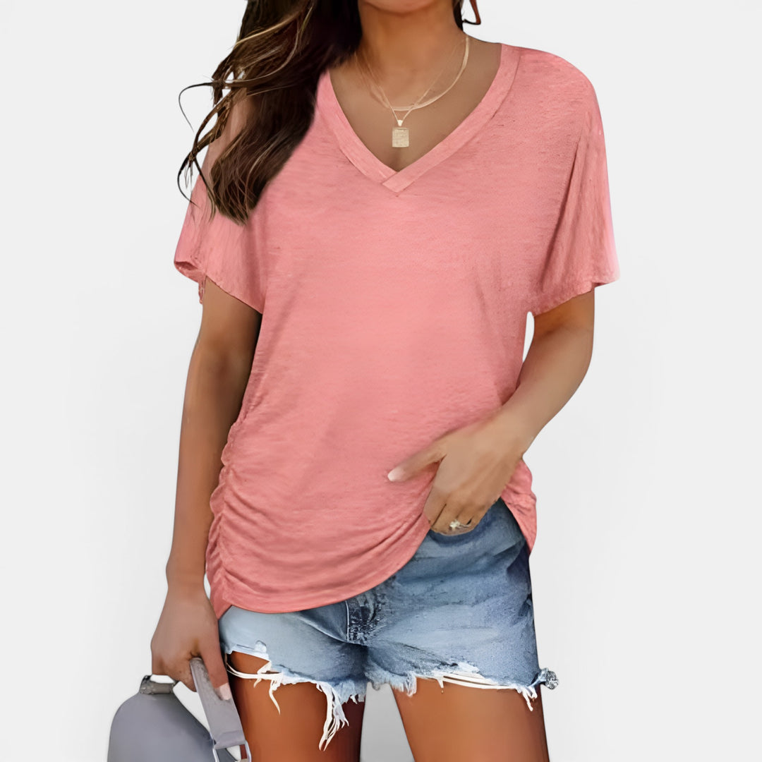 Janet | V-Neck Short Sleeve Loose Top