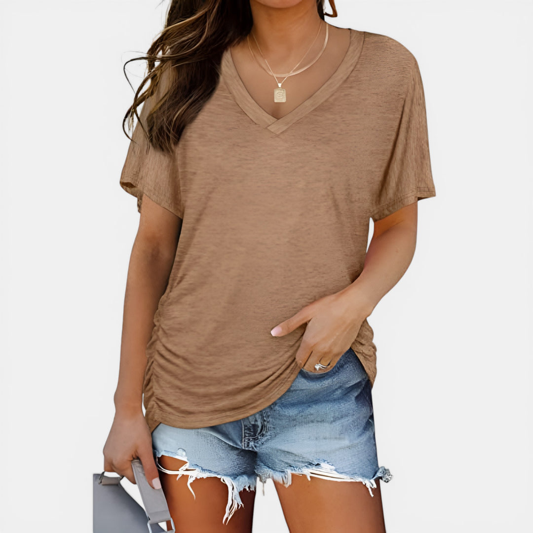 Janet | V-Neck Short Sleeve Loose Top