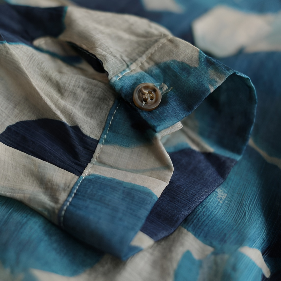 Roseline | Printed Long Sleeve Lapel Tunic Blouse