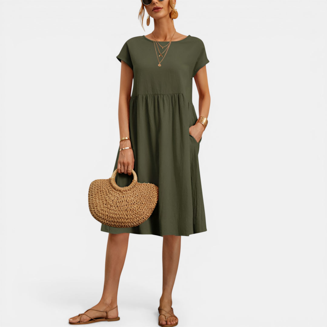 Audrey | Smocked Cap Sleeve Midi Dress
