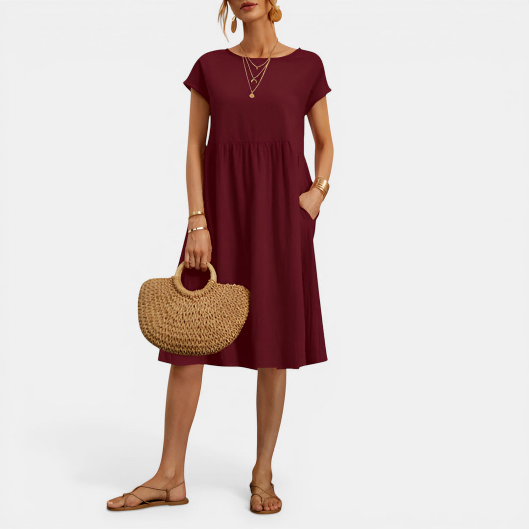 Audrey | Smocked Cap Sleeve Midi Dress