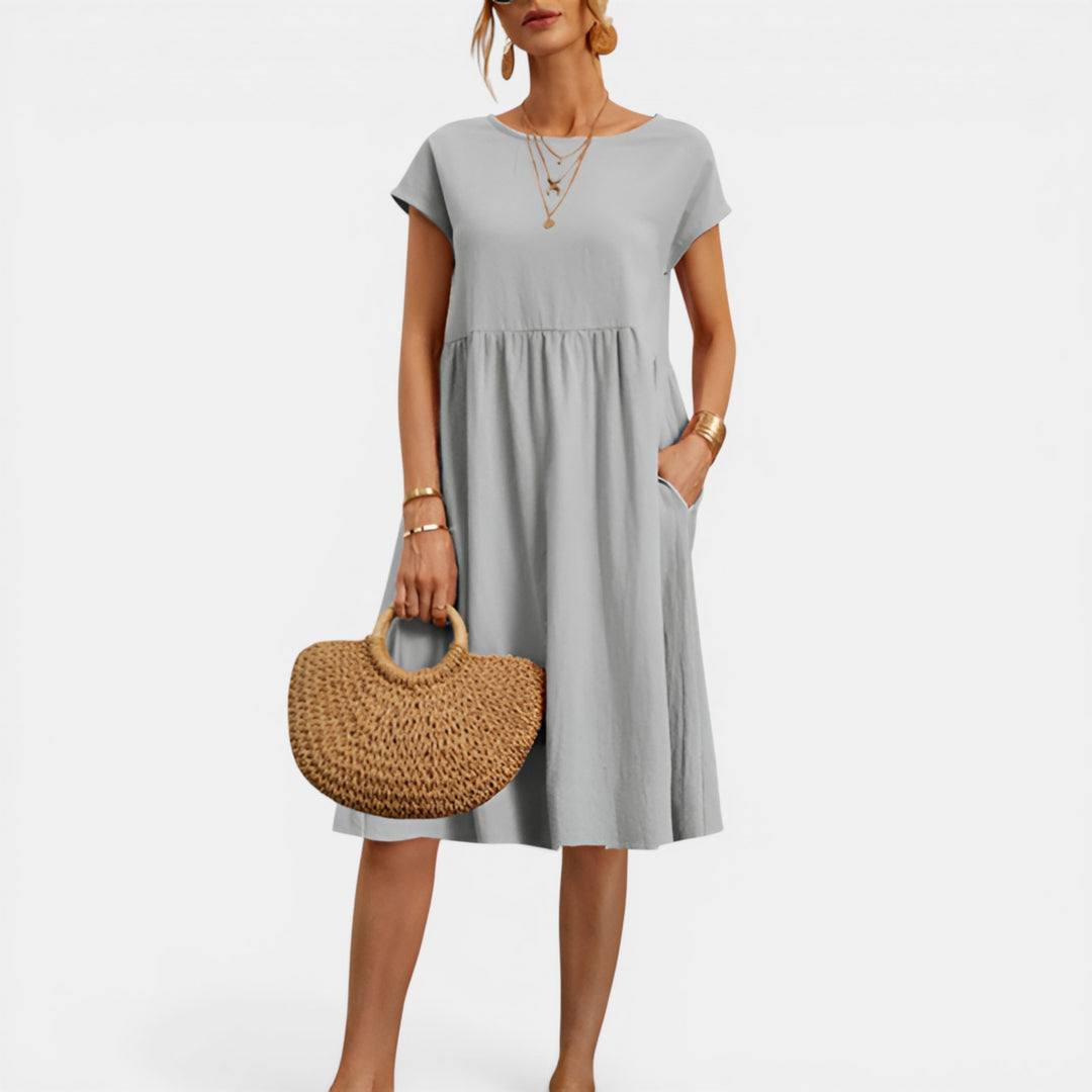 Audrey | Smocked Cap Sleeve Midi Dress