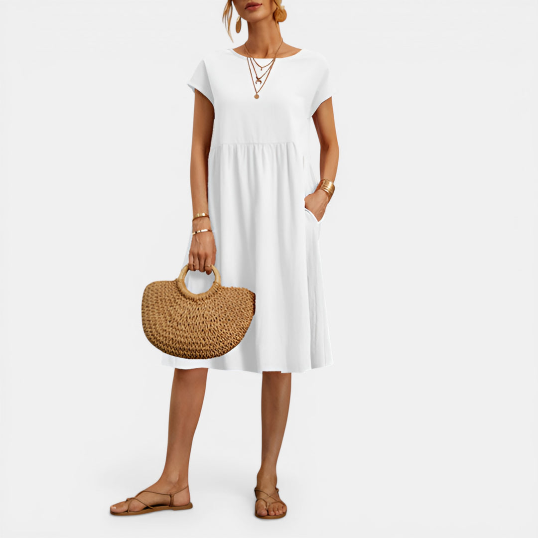 Audrey | Smocked Cap Sleeve Midi Dress