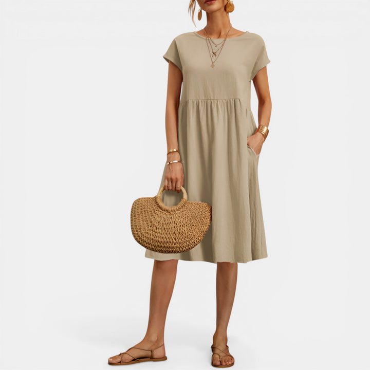 Audrey | Smocked Cap Sleeve Midi Dress