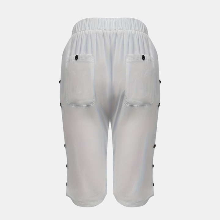 Claudette | Side Button Knee-Length Loose Shorts