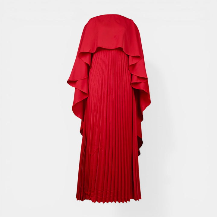 Kathleen | Cape Overlay Pleated Maxi Dress