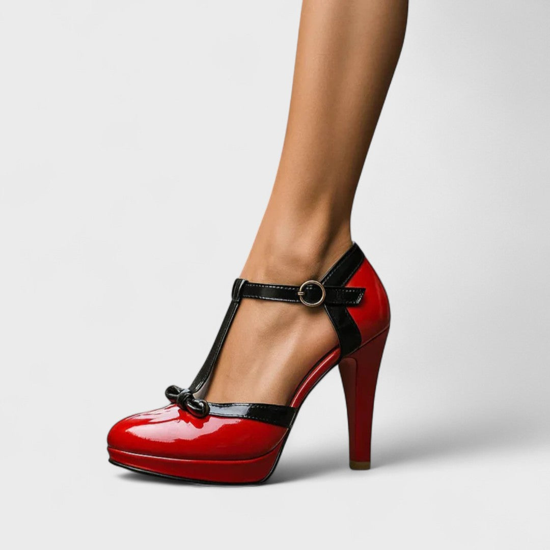 Estelle | T-Bar High Heel with Bow Detail