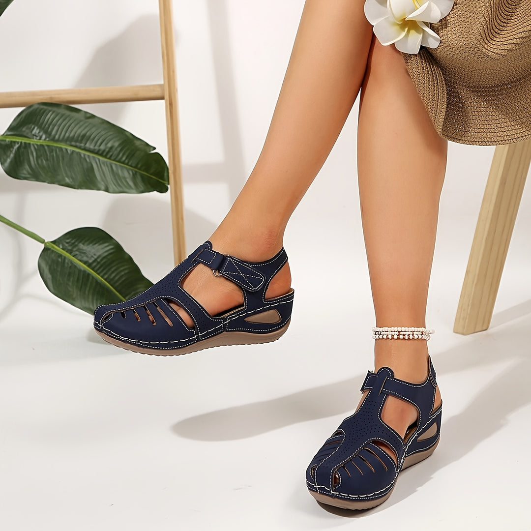 Claudette | Closed Toe Wedge Sandal with Cut-Out Upper