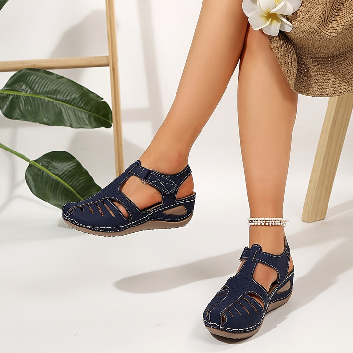 Claudette | Closed Toe Wedge Sandal with Cut-Out Upper