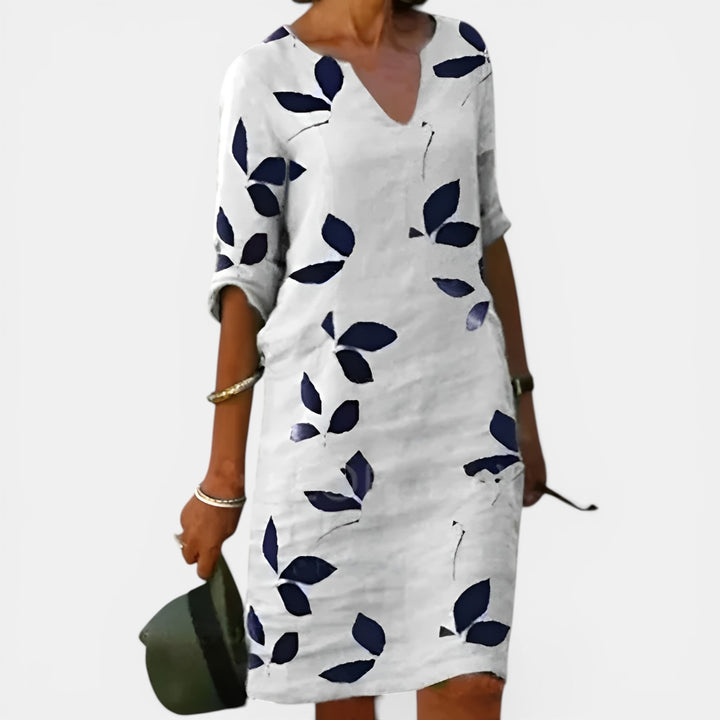 Mavis | Knee-Length Leaf Print Dress