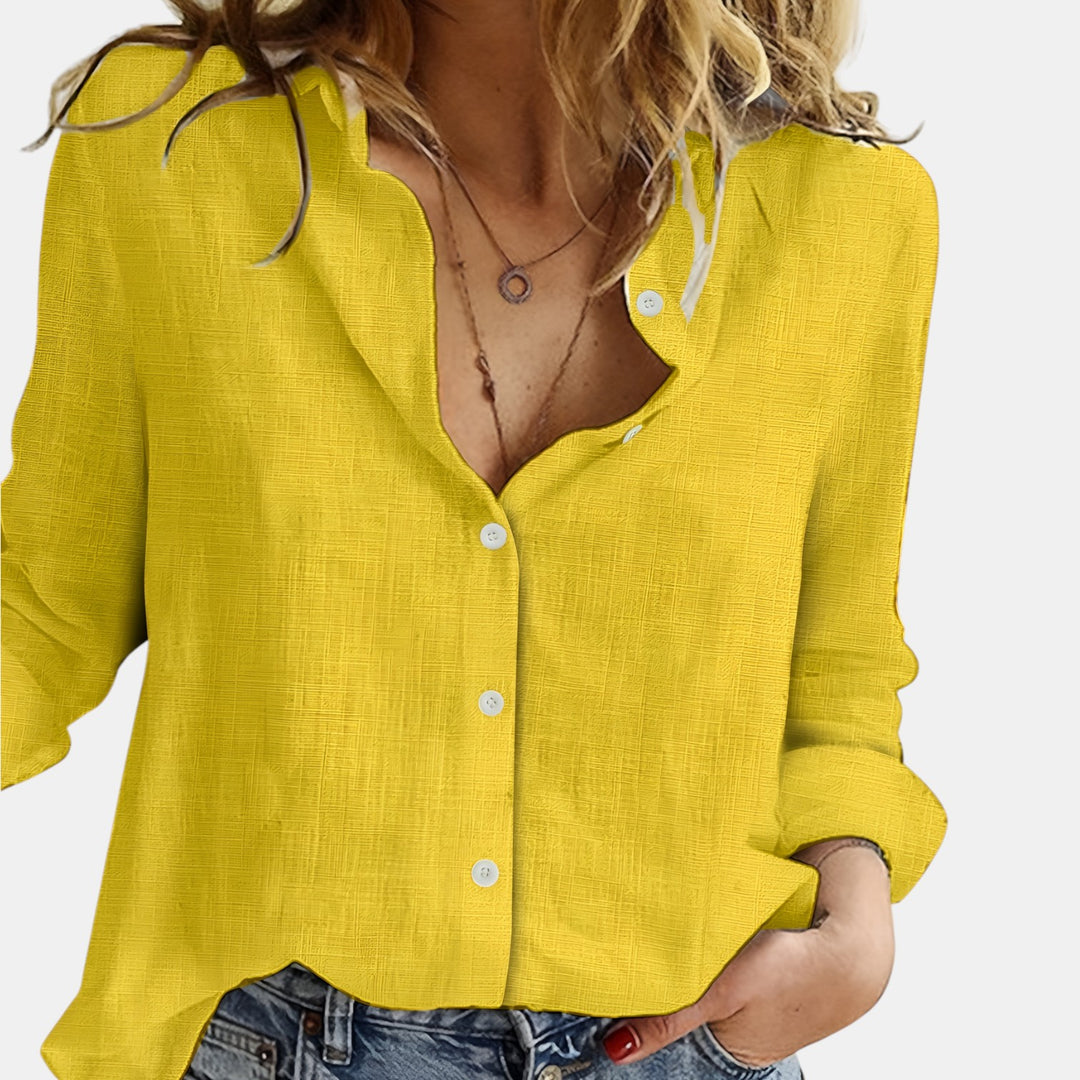 Simone | Long Sleeve Button-Down Lapel Blouse