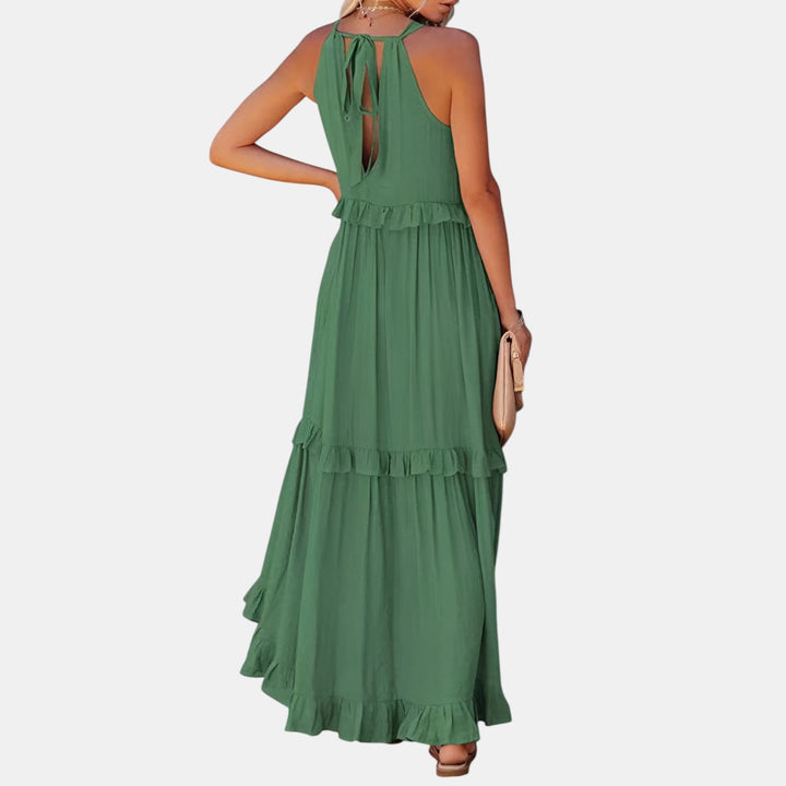 Violette | Halter Neck Tiered Ruffle Maxi Dress