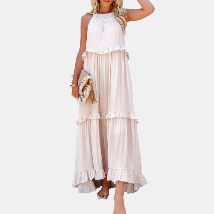 Violette | Halter Neck Tiered Ruffle Maxi Dress