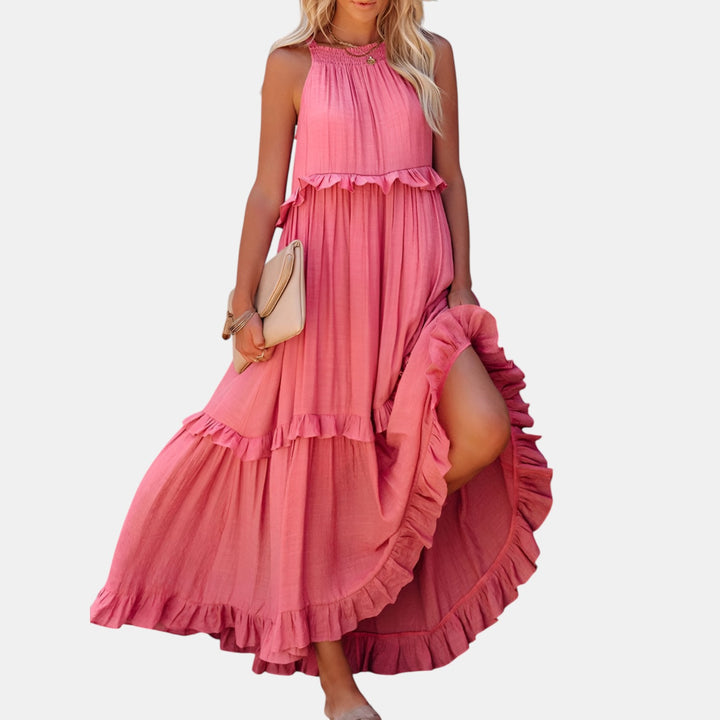Violette | Halter Neck Tiered Ruffle Maxi Dress