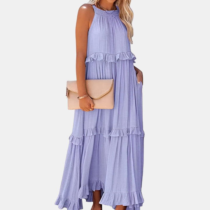 Violette | Halter Neck Tiered Ruffle Maxi Dress