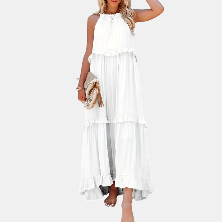 Violette | Halter Neck Tiered Ruffle Maxi Dress