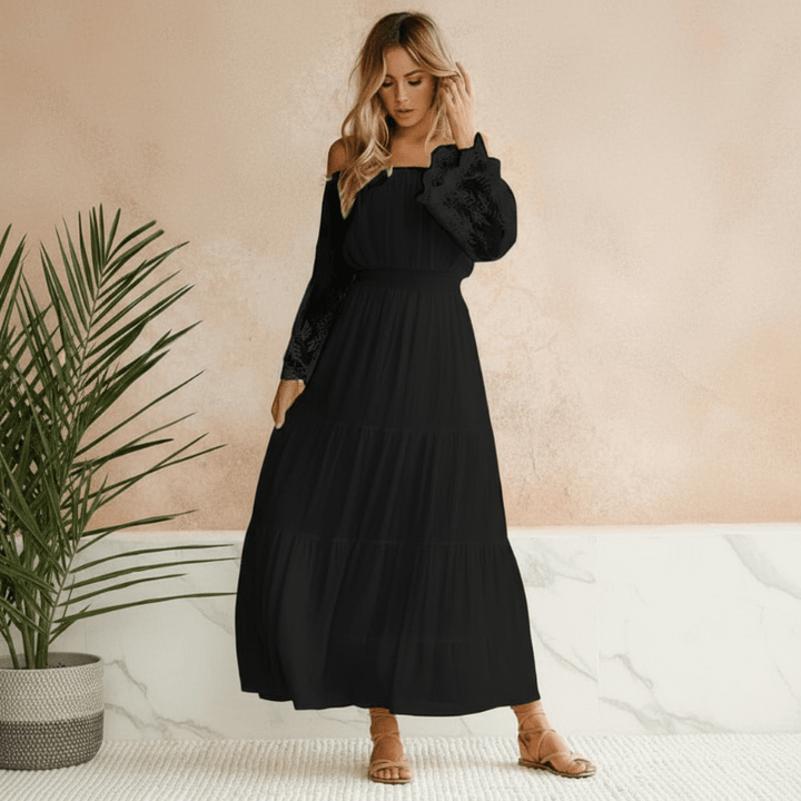 Florentine | Off-Shoulder Puff Sleeve Maxi Dress